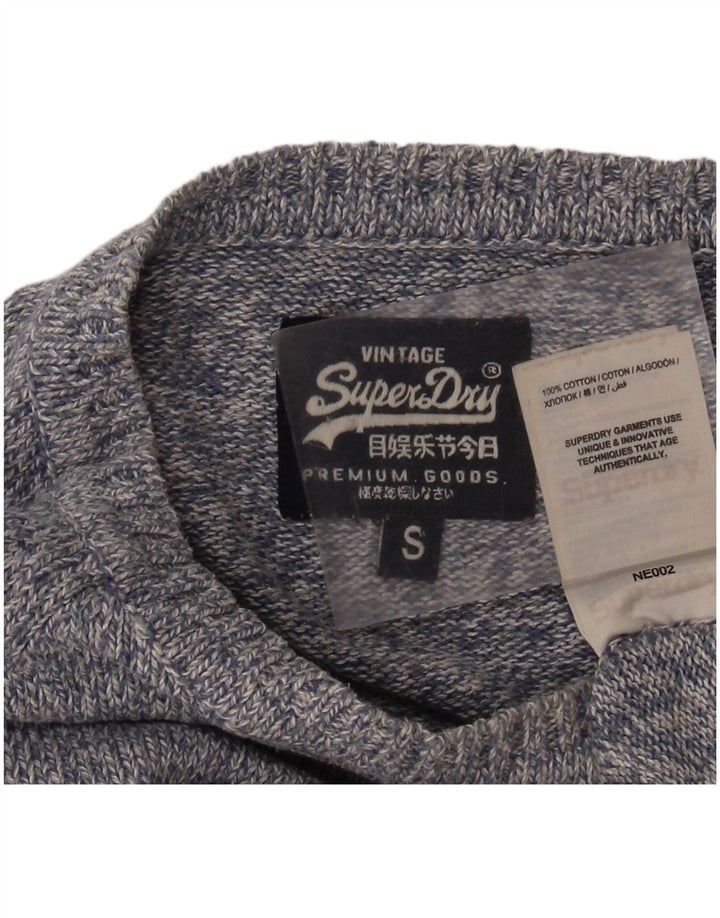 Maglione maglione girocollo da uomo Superdry piccolo cotone chiazzato blu