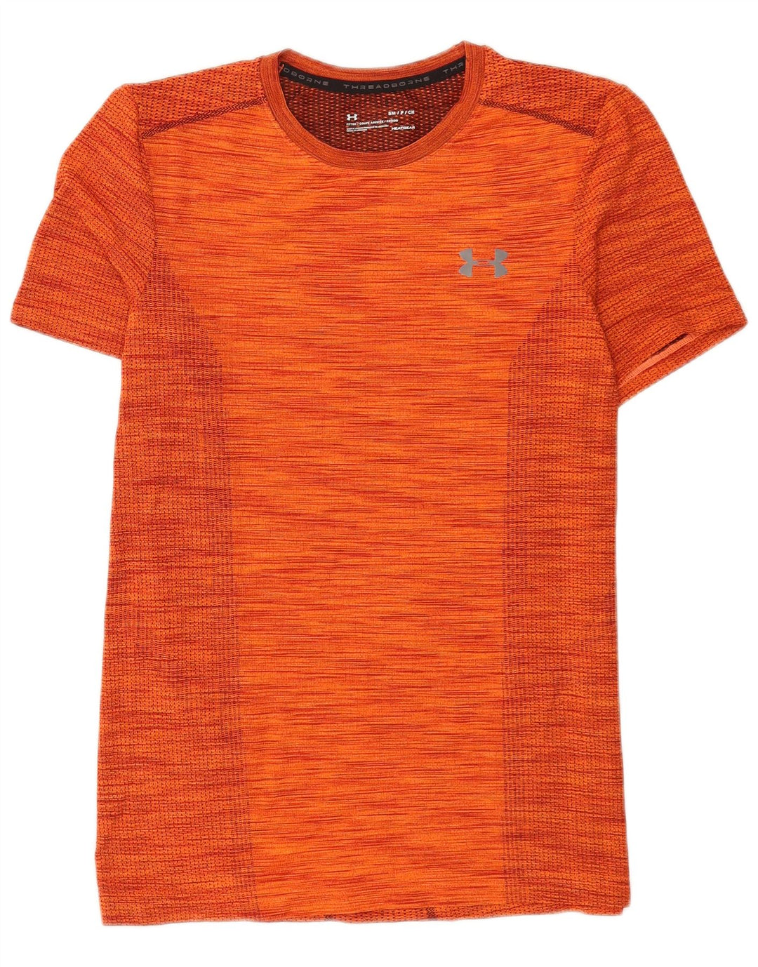 T-shirt Under Armour da uomo Heat Gear Top piccolo in poliestere a righe arancioni