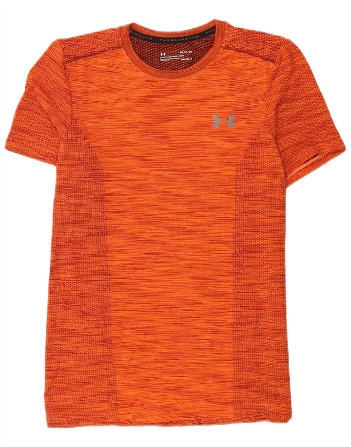 T-shirt Under Armour da uomo Heat Gear Top piccolo in poliestere a righe arancioni