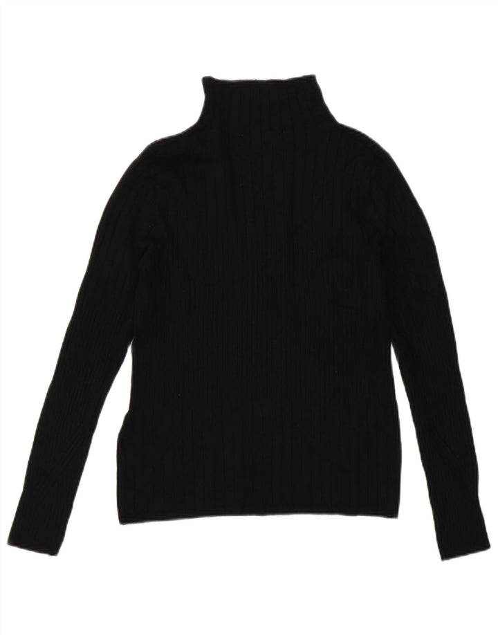 Maglione maglione a collo alto da donna Marks & Spencer UK 10 piccolo in viscosa nera