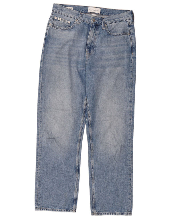 Jeans dritti a vita alta da uomo Calvin Klein W30 L27 Blu