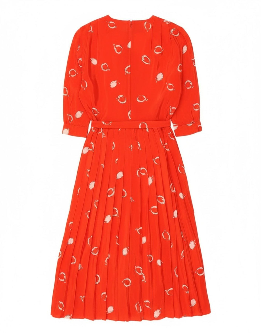 Abito lungo da donna vintage con maniche a 3/4 con motivo astratto EU 42 grande rosso