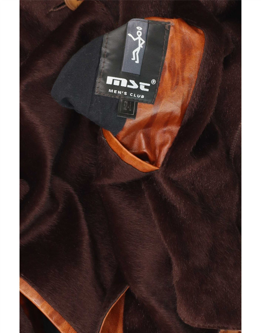 Giacca reversibile in pelle da uomo vintage IT 52 grande marrone