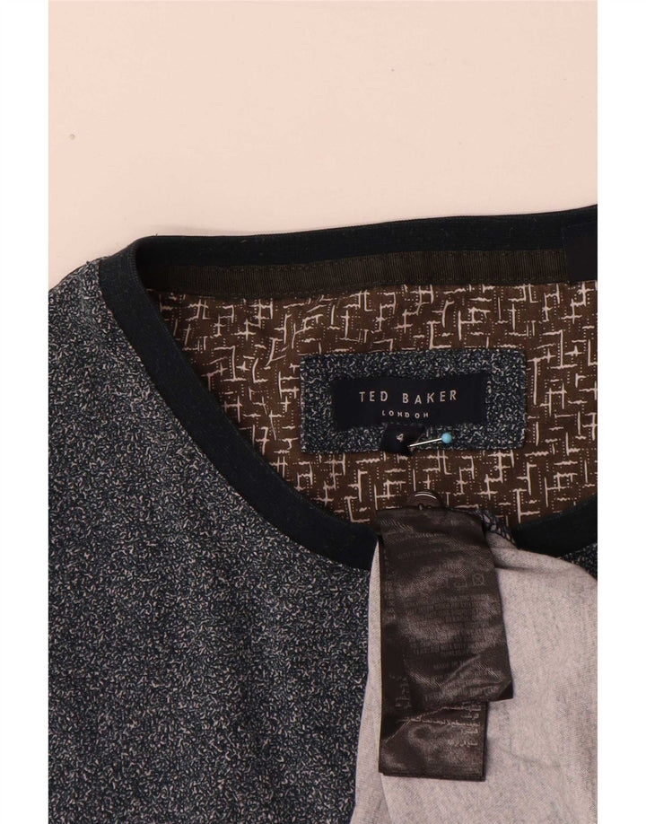 T-shirt da uomo Ted Baker taglia 4 grande in cotone screziato blu navy