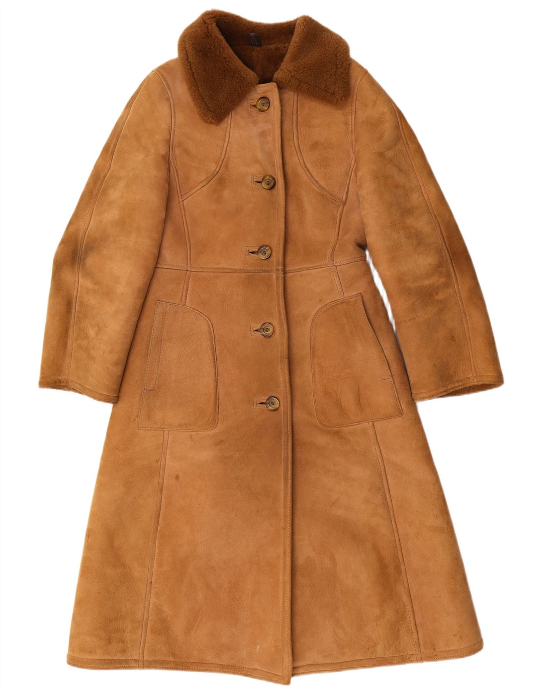 Cappotto in shearling da donna Julian Vard UK 12 Pelle marrone medio