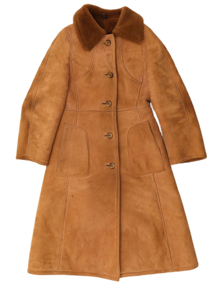 Cappotto in shearling da donna Julian Vard UK 12 Pelle marrone medio