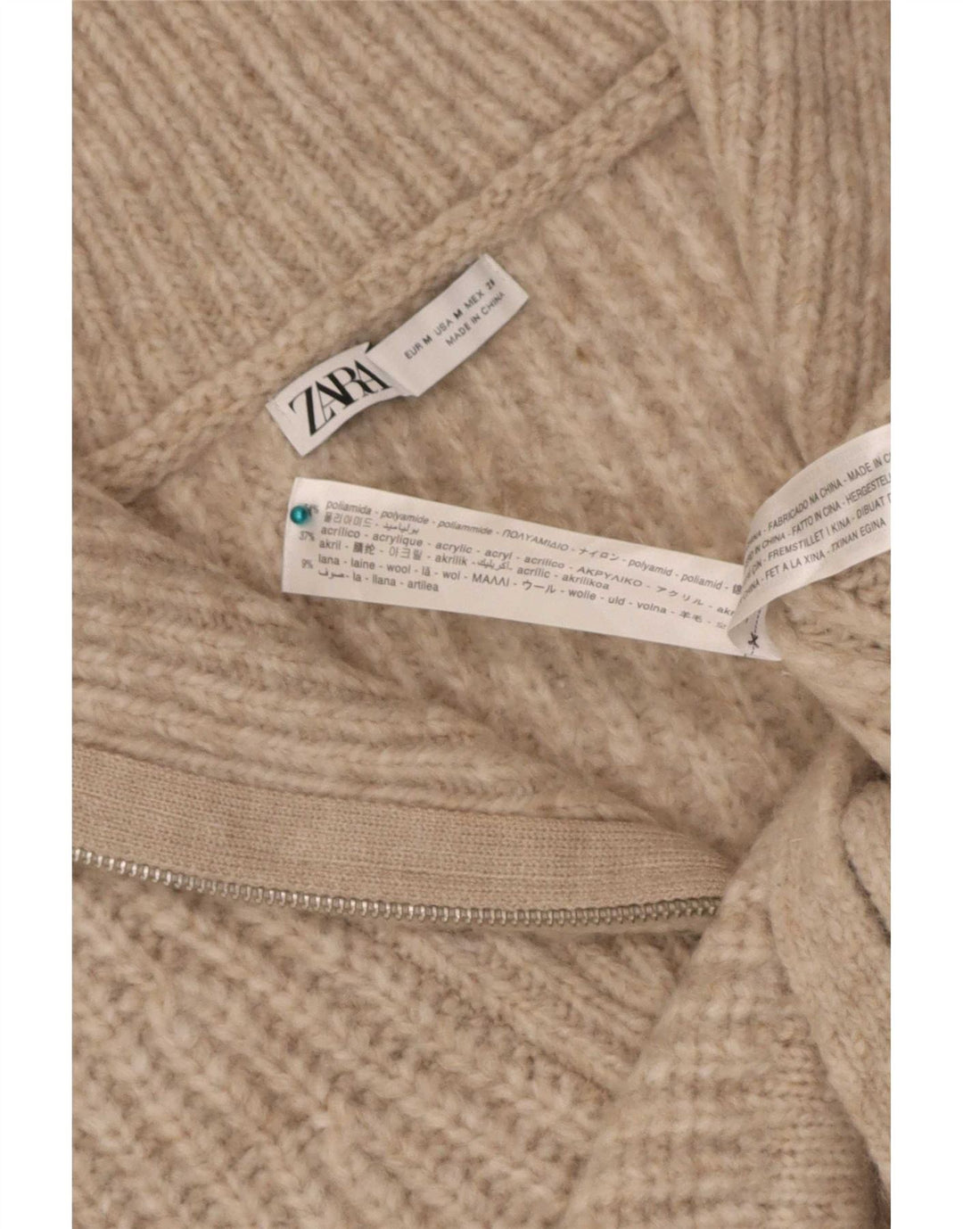 Canotta corta da donna Zara UK 14 Beige medio Poliammide