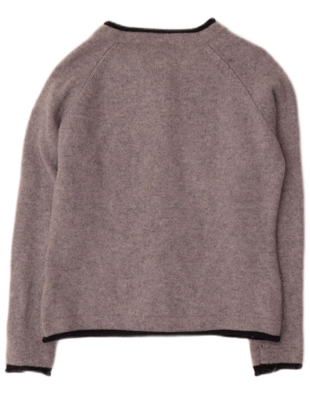 IRLANDS EYE Maglione cardigan corto da donna UK 18 XL Lana grigia