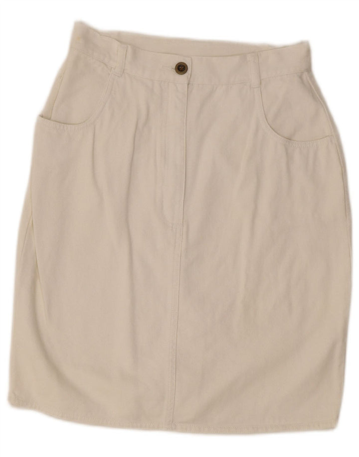 Gonna dritta da donna vintage IT 42 media W27 cotone bianco