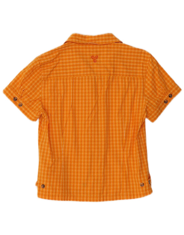 Camicia a maniche corte da donna Jack Wolfskin UK 10 piccolo cotone a quadri arancioni