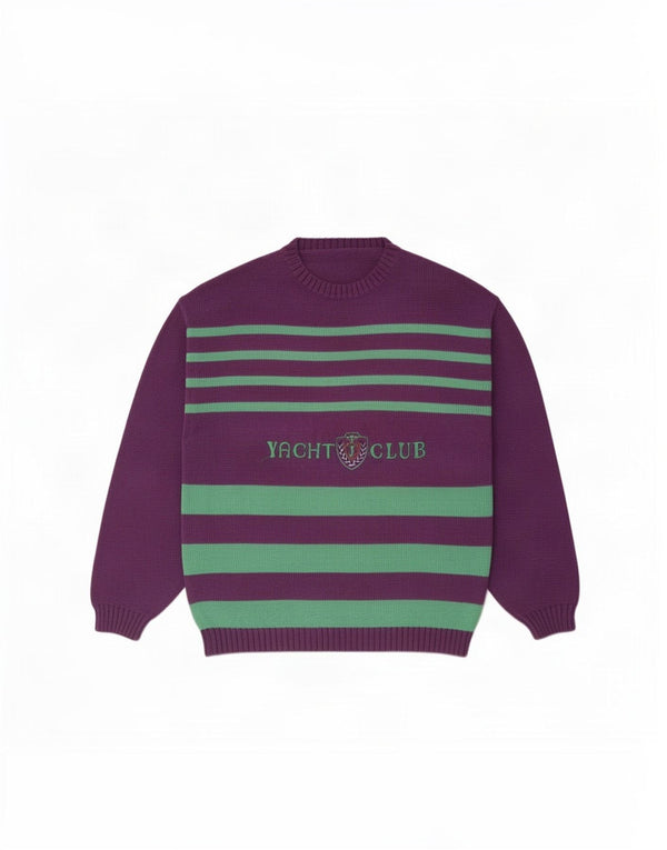 Maglione girocollo grafico da uomo vintage IT 54 XL a righe viola