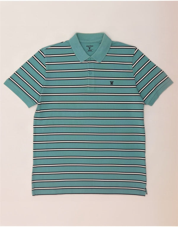Polo da uomo James Pringle in cotone a righe blu medio