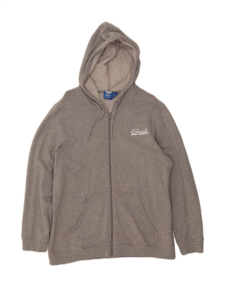 ADIDAS Mens Graphic Zip Hoodie Sweater Large Grey Cotton Vintage Adidas and Second-Hand Adidas from Messina Hembry 