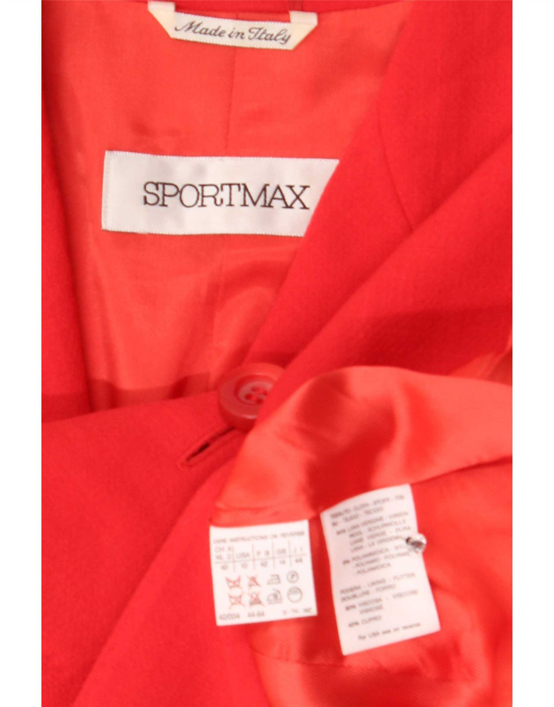 Giacca blazer da donna a 4 bottoni Sportmax UK 14 grande rossa in lana vergine