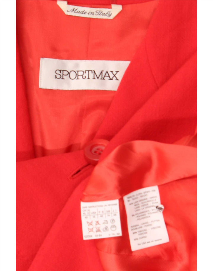 Giacca blazer da donna a 4 bottoni Sportmax UK 14 grande rossa in lana vergine