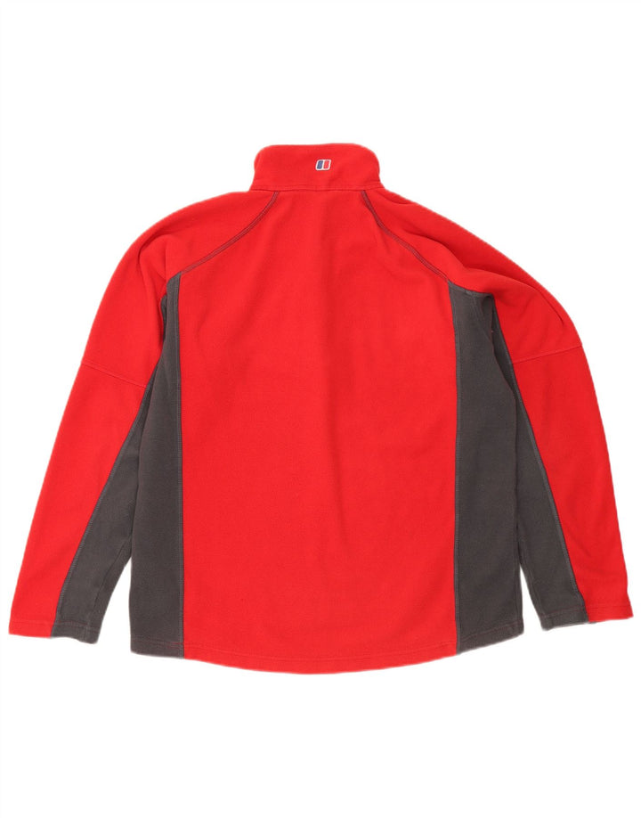 Maglione in pile da uomo Berghaus con zip e collo in poliestere color block rosso medio