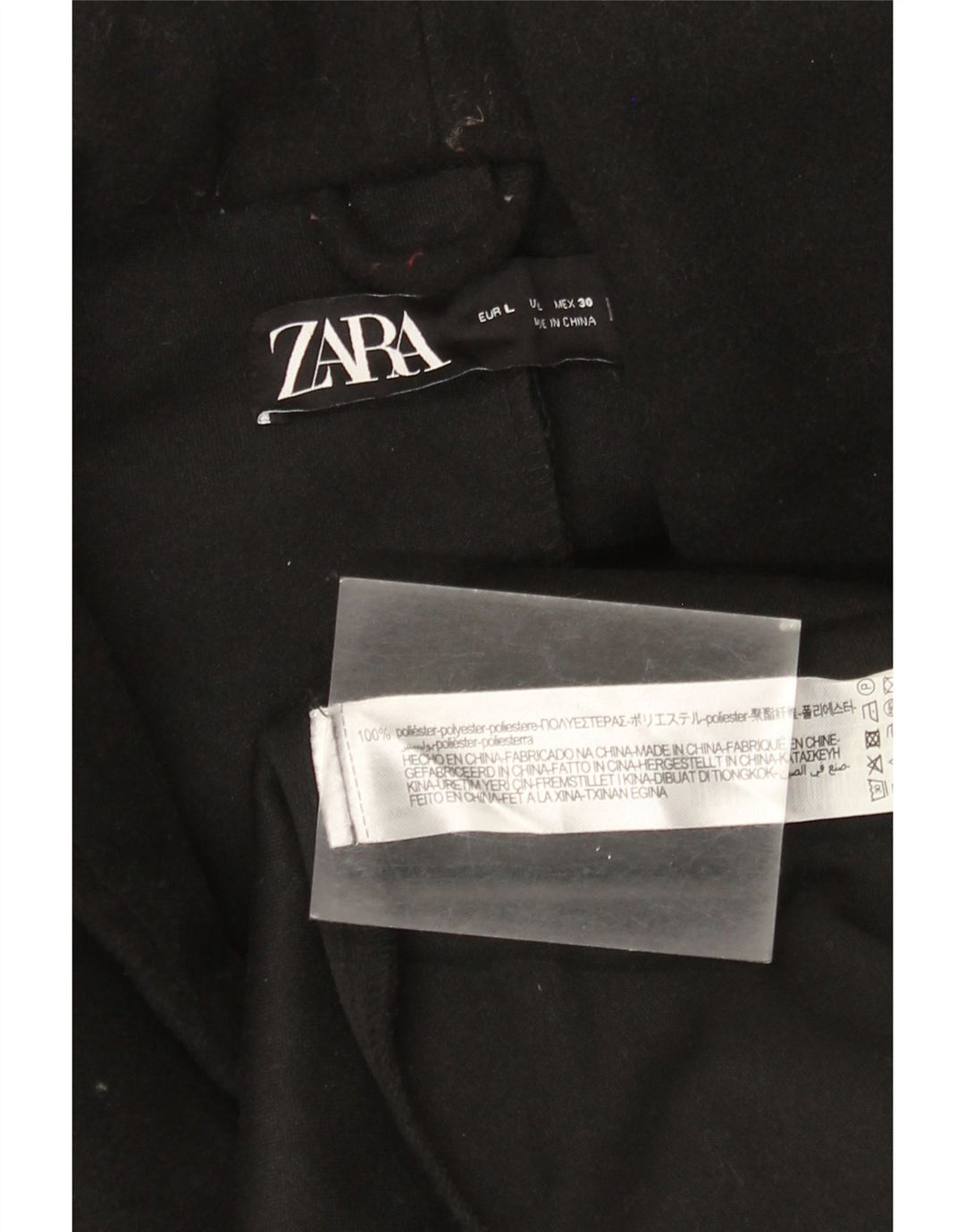 Soprabito con cappuccio da donna ZARA UK 16 grande poliestere nero