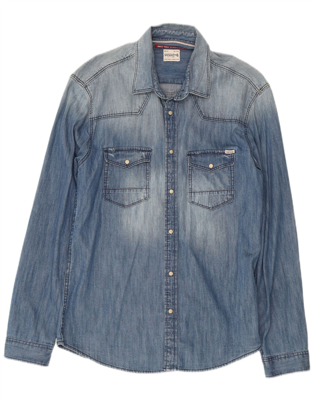 JACK & JONES Mens Denim Shirt Large Blue Cotton