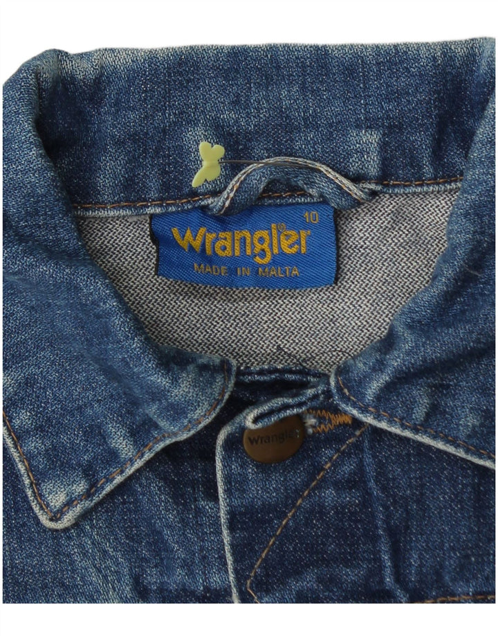 WRANGLER Boys Graphic Denim Jacket 9-10 Years Navy Blue Cotton
