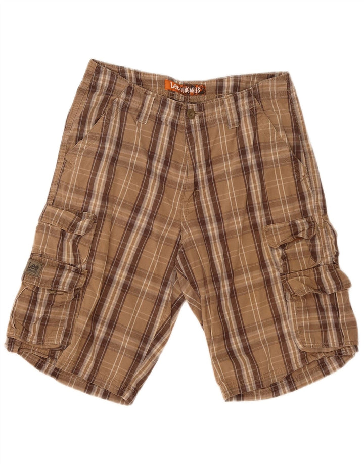 Pantaloncini cargo da uomo Lee W30 in cotone scozzese marrone medio