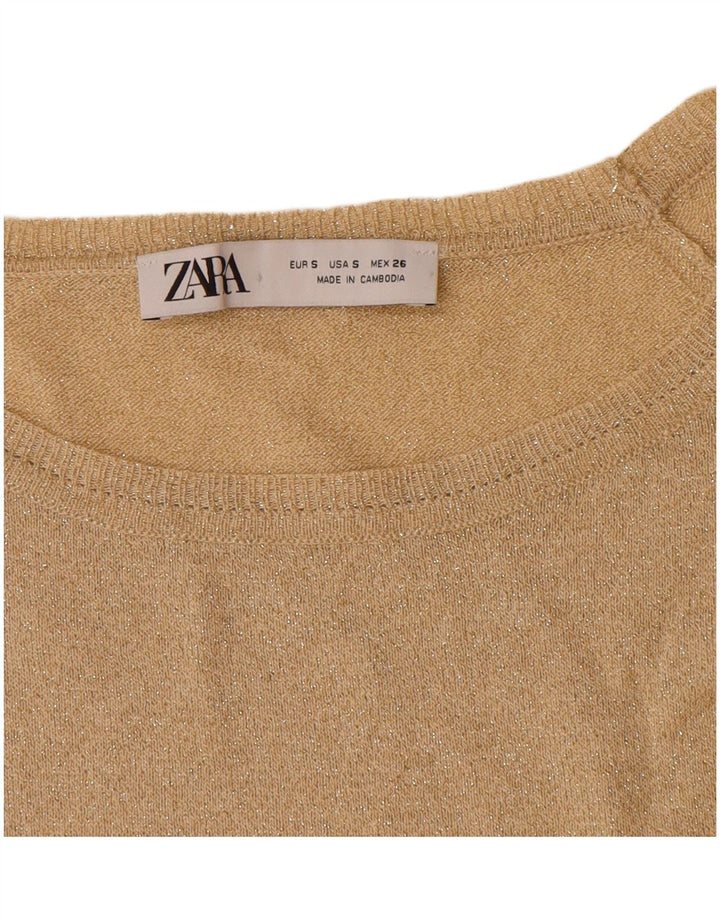 Maglione maglione oversize con scollo a barca da donna Zara UK 10 piccolo Beige