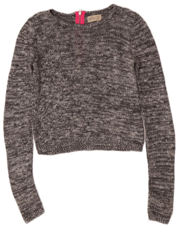 Maglione Hollister da donna con scollo a barchetta corto UK 12 Grigio medio chiazzato
