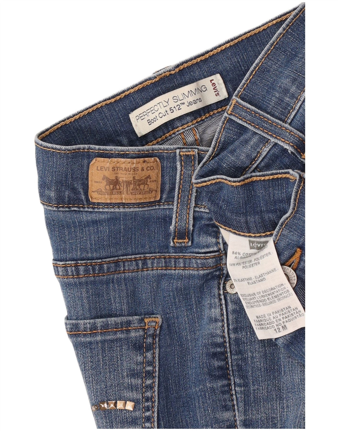 Levi's Donna 512 Jeans Bootcut perfettamente dimagranti US 12 Large W30 L31 Blu