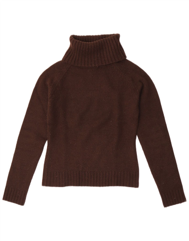 Maglione maglione collo alto da donna Zara UK 10 piccolo acrilico marrone