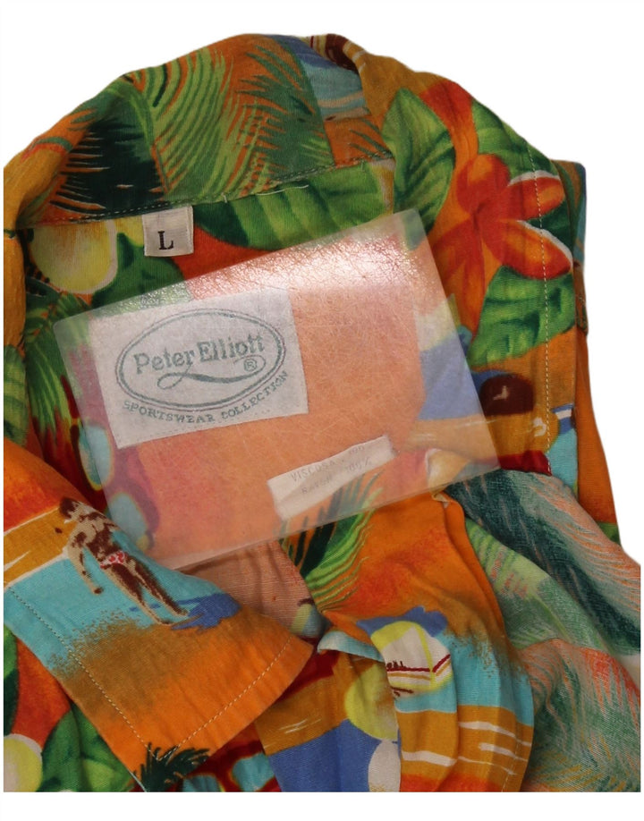 PETER ELLIOT Camicia a maniche corte da uomo Grande hawaiana floreale multicolore