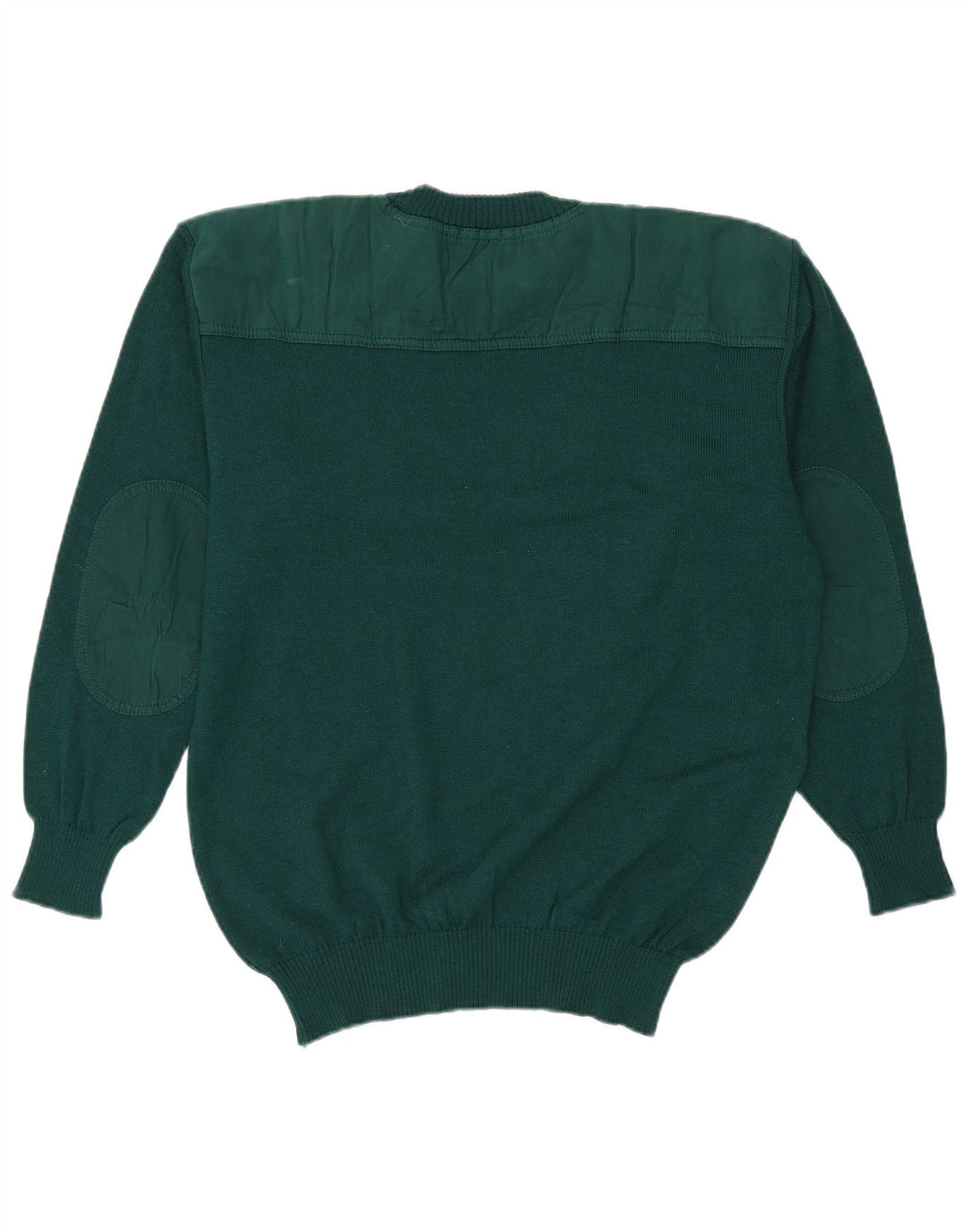 Maglione girocollo da uomo vintage in lana vergine verde grande