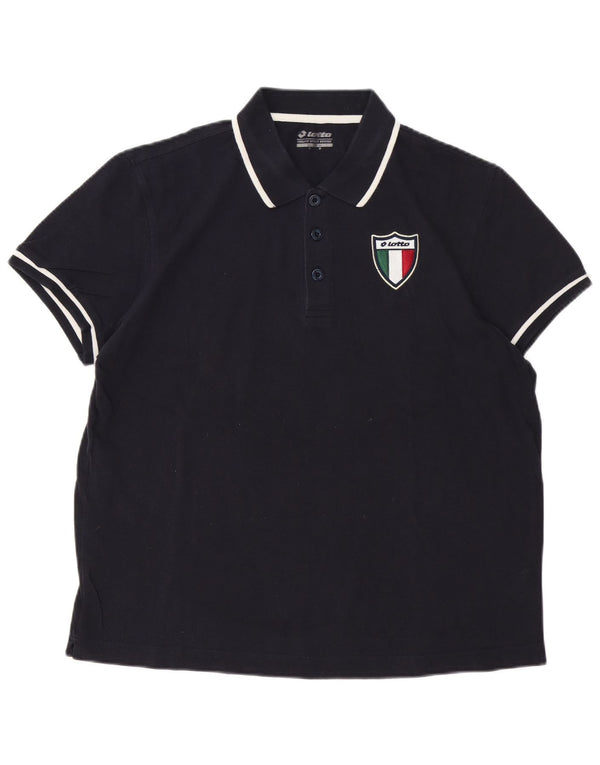 Polo da uomo Lotto in cotone medio blu navy
