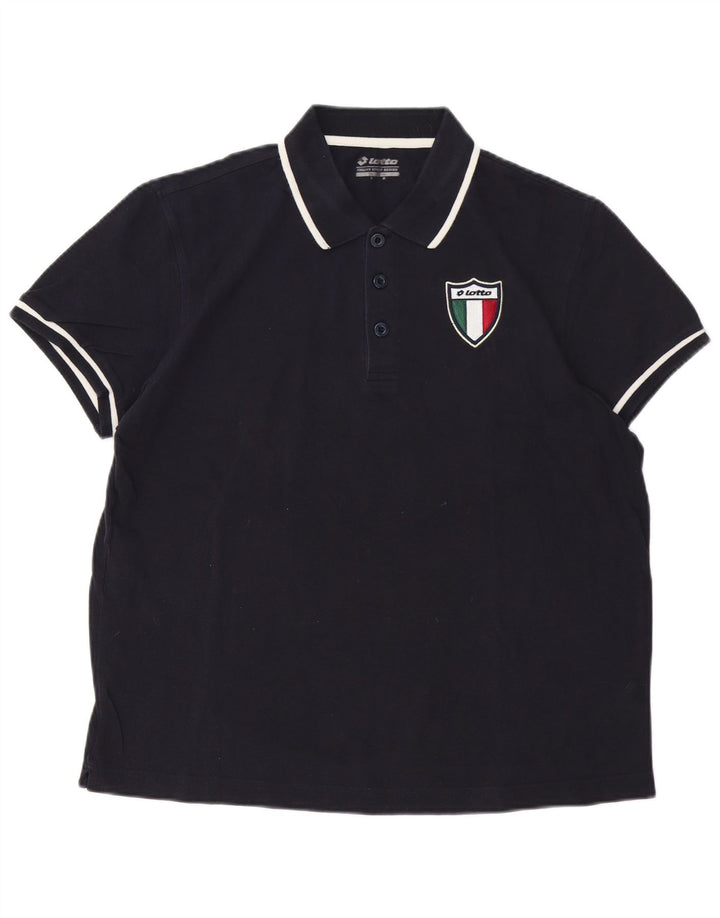 Polo da uomo Lotto in cotone medio blu navy