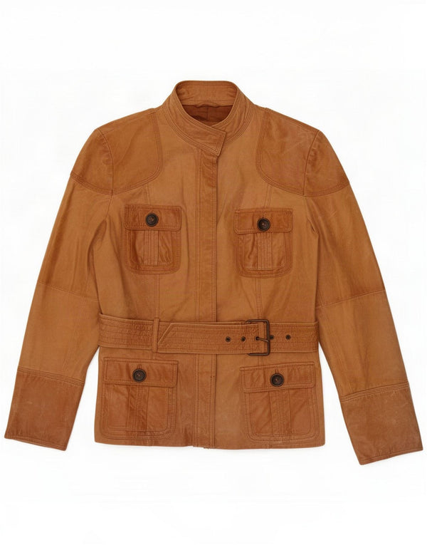 Zara Giacca in pelle scamosciata da donna UK 14 Large Marrone Pelle
