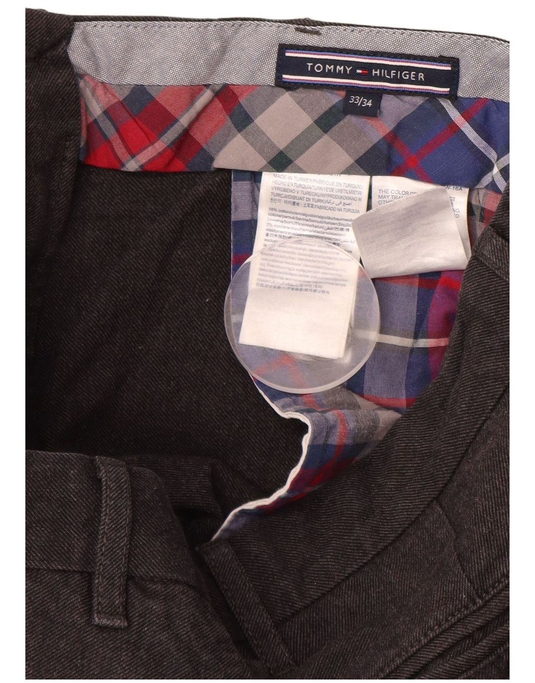 TOMMY HILFIGER Pantaloni chino slim da uomo W32 L32 cotone grigio