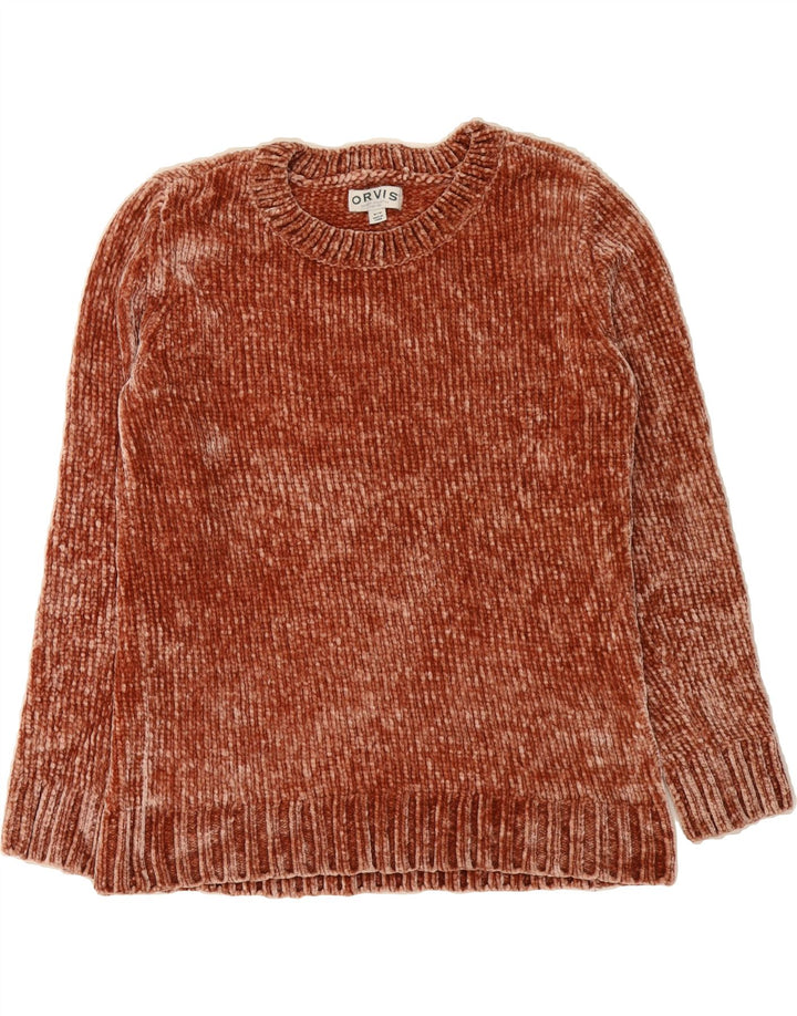 ORVIS Womens Boat Neck Jumper Sweater UK 14 Medium Brown Polyester Vintage Orvis and Second-Hand Orvis from Messina Hembry 