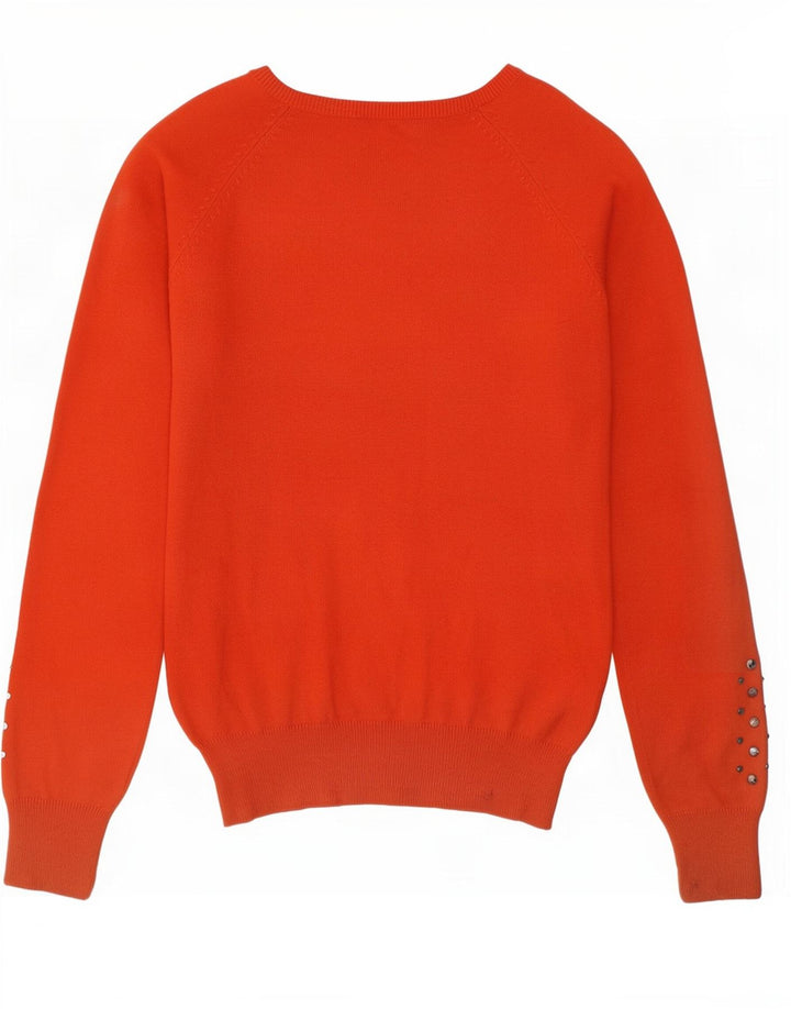 Maglione da donna con scollo a V Zara UK 12 Cotone arancione medio