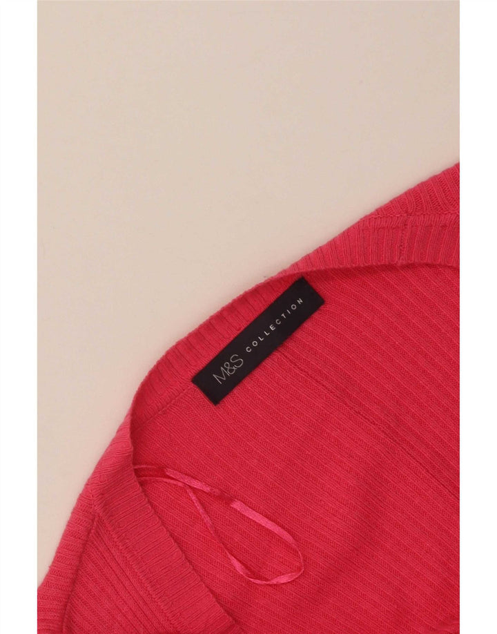 Maglione cardigan aperto da donna Marks & Spencer UK 14 grande rosa