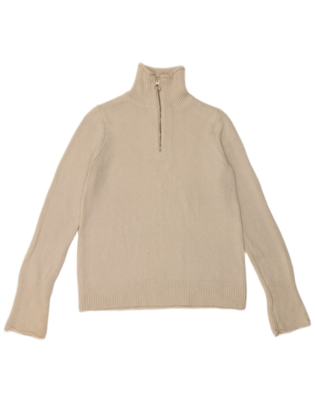Maglione Zara da donna con collo e zip UK 14 grande bianco
