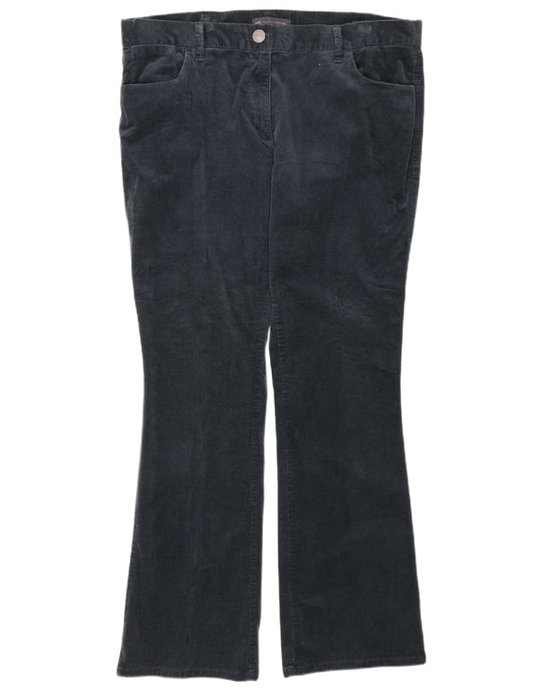 Pantaloni di velluto a coste a vita alta da donna Marks & Spencer UK 16 Large W36 L31 Nav