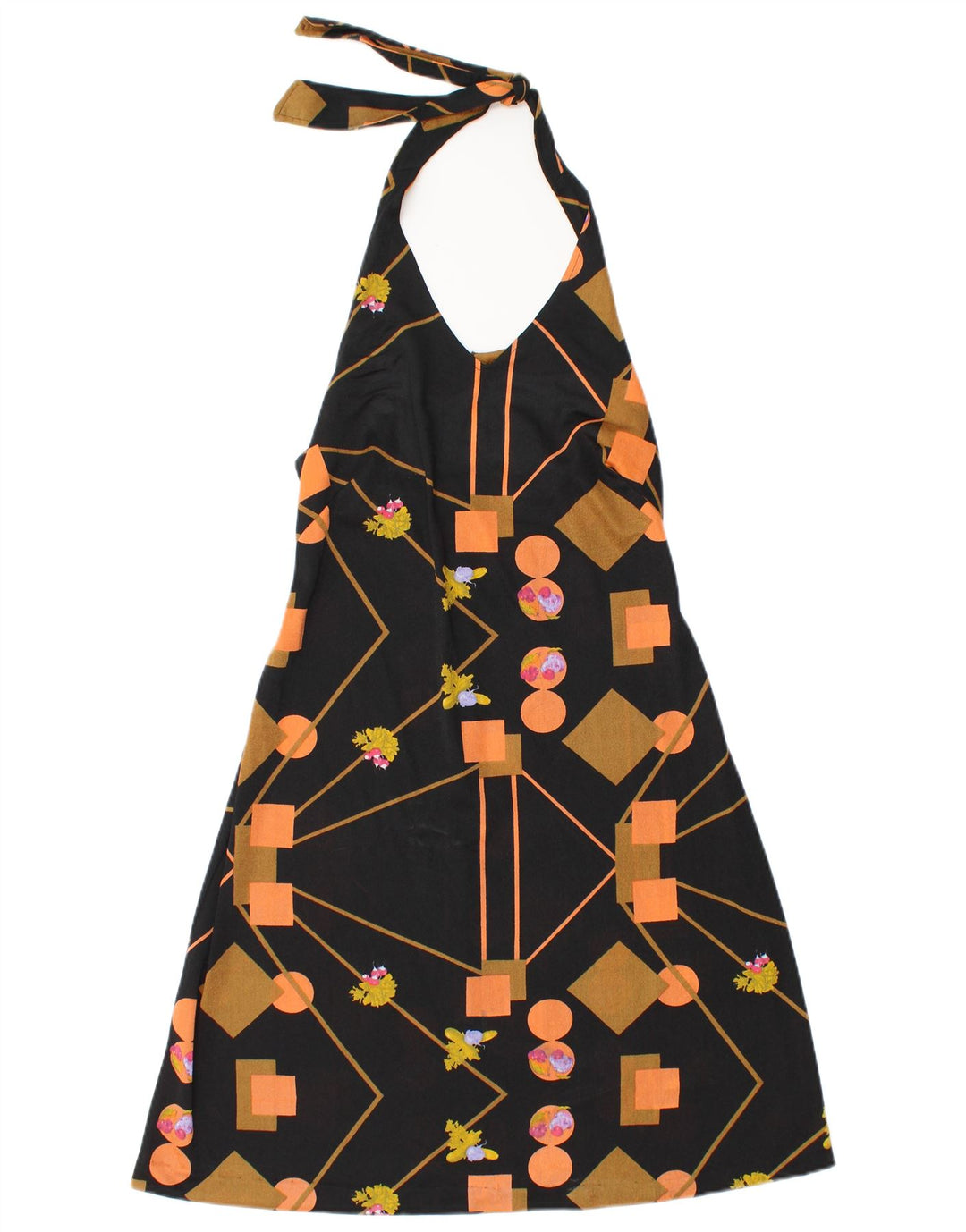 Abito vintage da donna alla caviglia IT 48 XL Nero geometrico