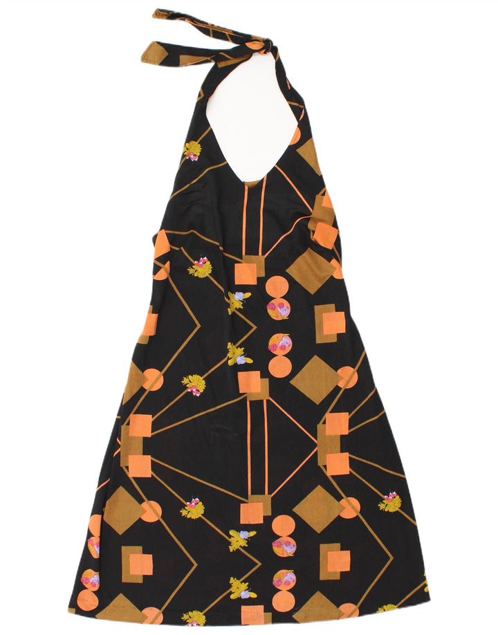 Abito vintage da donna alla caviglia IT 48 XL Nero geometrico