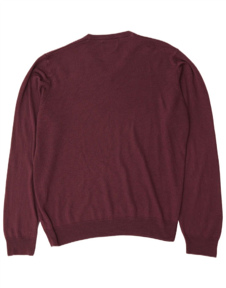 Maglione da uomo Marks & Spencer vestibilità regolare con scollo a V grande bordeaux