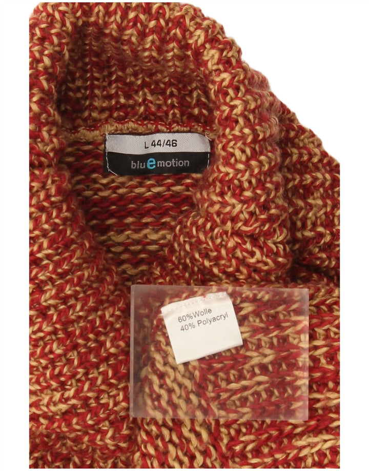 Maglione maglione a collo alto da donna Blue Motion UK 16 Grande rosso chiazzato