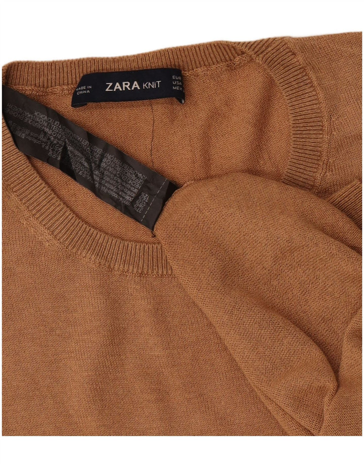 Maglione maglione girocollo da donna Zara UK 12 Marrone medio modal