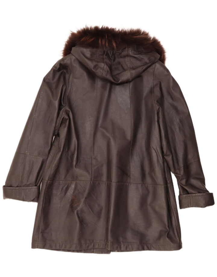 Cappotto oversize in pelle con cappuccio da donna Privilegi IT 50 XL in pelle marrone