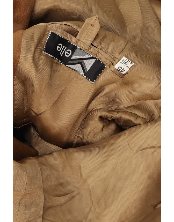 Cappotto doppiopetto da donna Elle 2XL in lana marrone