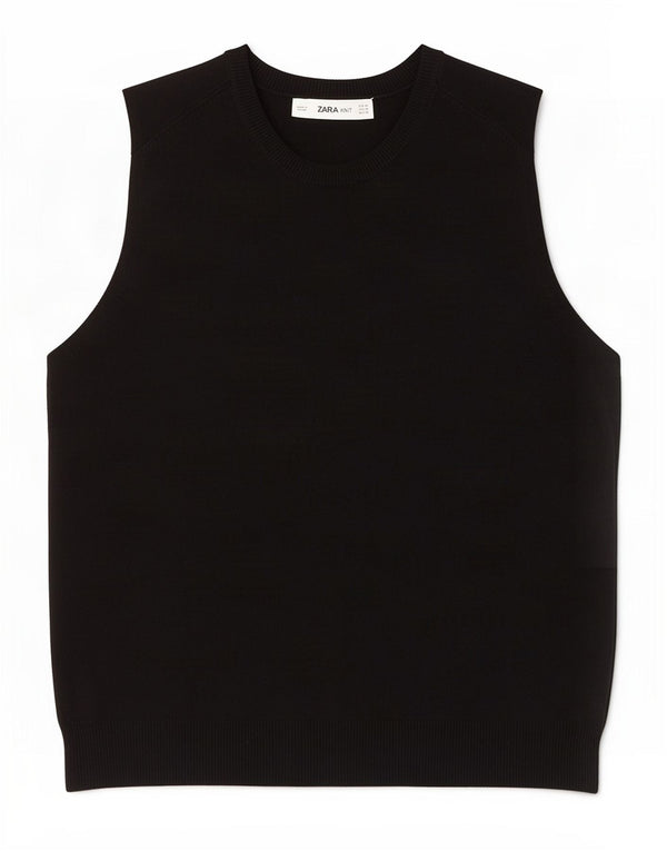 Zara Womens Vest Tank Top UK 12 Medium Black Viscose