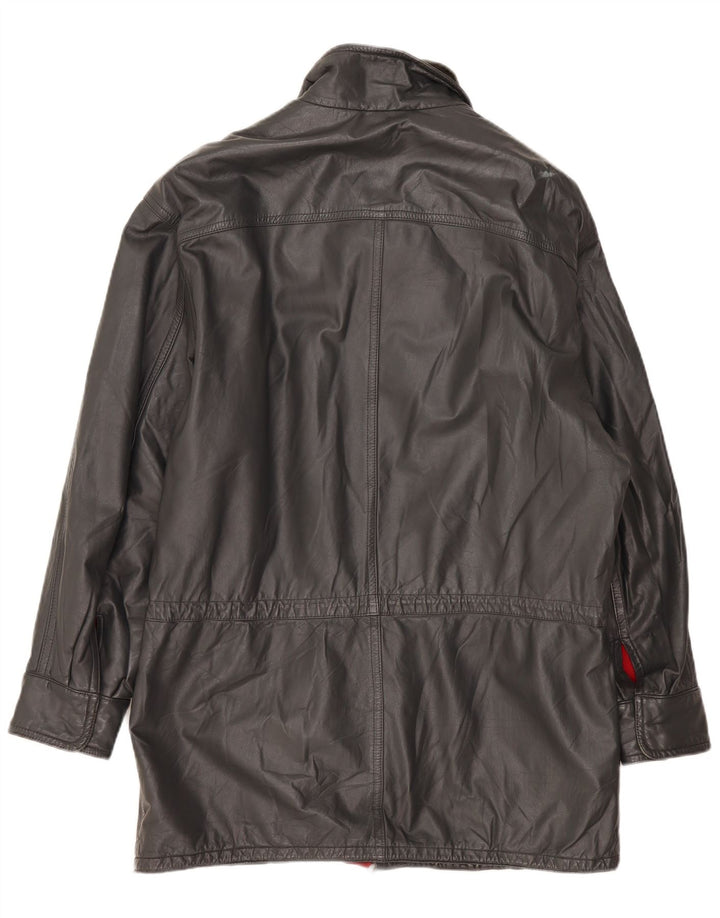 Giacca in pelle vintage da uomo IT 52 XL Grigia