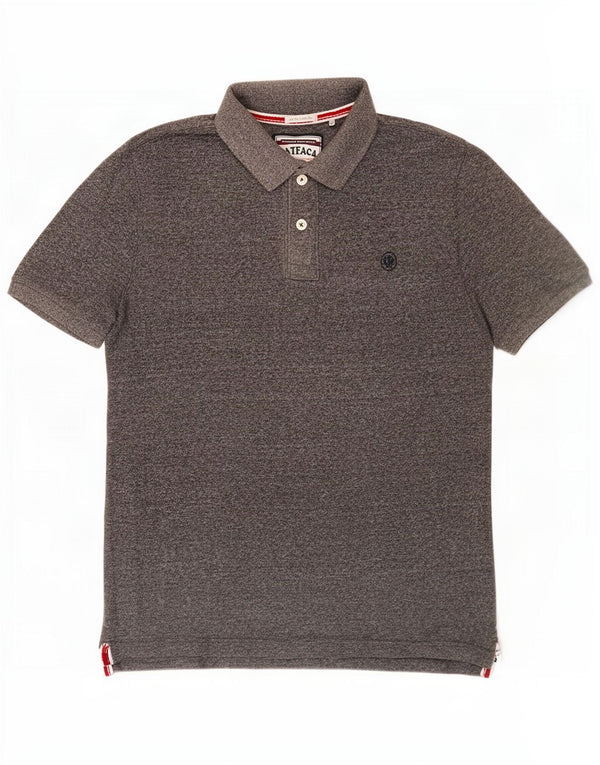 Polo da uomo Fat Face Large in cotone chiazzato grigio