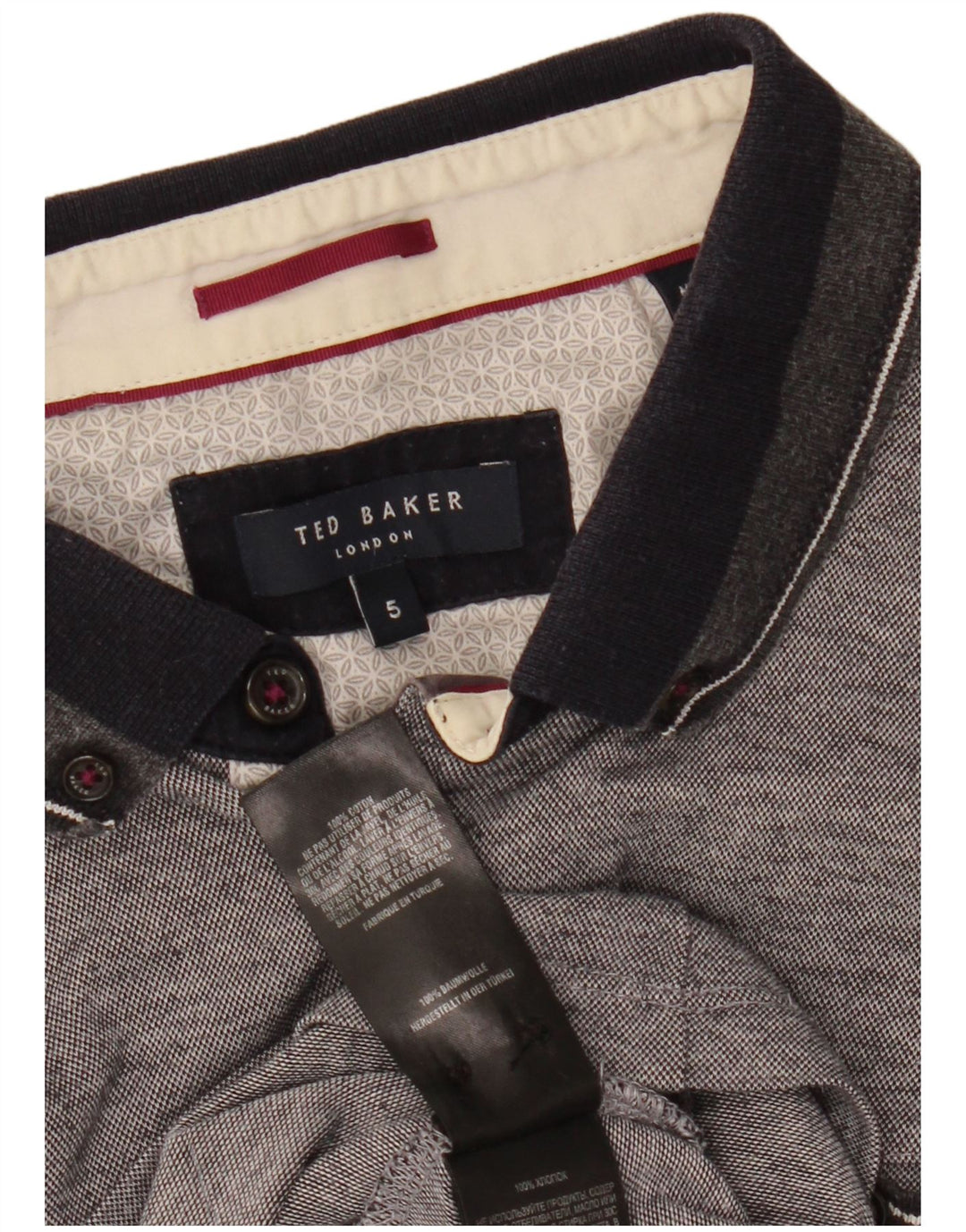 Polo da uomo TED BAKER taglia 5 XL in cotone chiazzato grigio